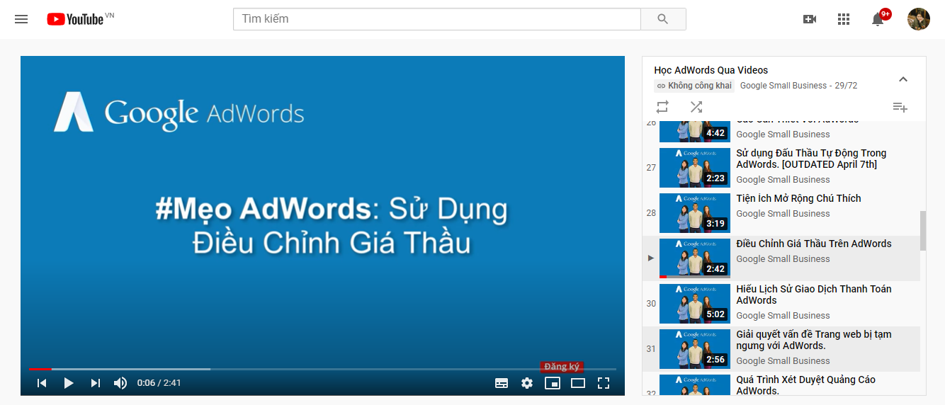tài liệu google ads: học qua video