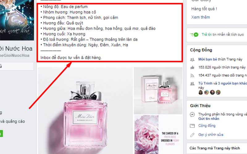 Bài đăng bán nước hoa trên facebook